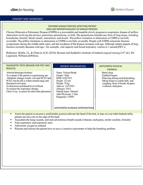 Nur V Sim Simulation For Vincent Brody Concept Map Worksheet