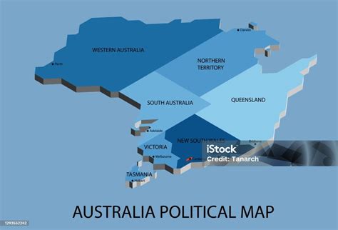 Vetores De Austrália Mapa Isométrico Político Dividir Por Estado Estilo