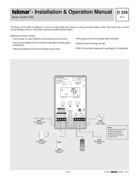 Tekmar Steam Control 279 Manual