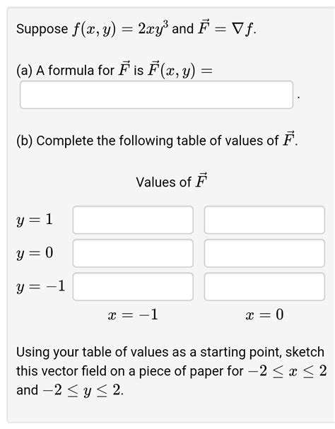 Solved Suppose F X Y 2xy3 And F ∇f A A Formula For F Is