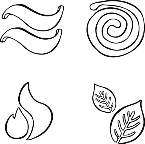 Set of symbols of the elements, air, water, earth, fire. hand drawn ...