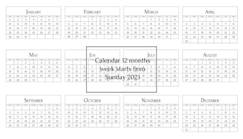 Premium Vector | English calendar template vector horizontal grid 2023 ...