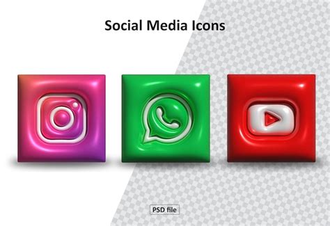 Premium Psd 3d Social Media Icons