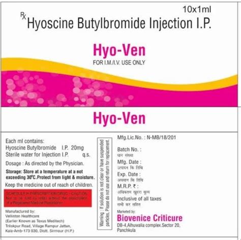 Hyoscine Butylbromide Injection 20 Mg At Best Price In Panchkula Id