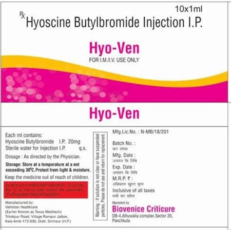 Hyoscine Butylbromide Injection 20 Mg At Best Price In Panchkula ID