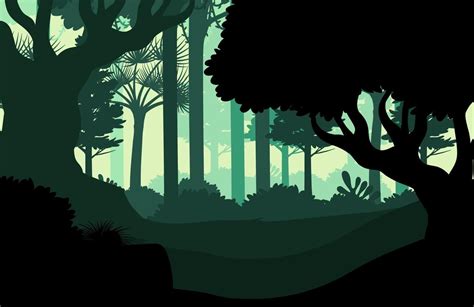 Silhouette Dark Forest Landscape Background Forest Landscape Forest