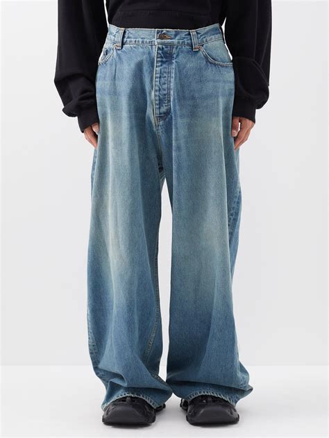 Balenciaga Oversized Wide Leg Jeans In Blue For Men Lyst Uk