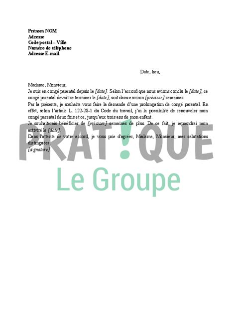 Lettre De Demande De Prolongation D Un Cong Parental Pratique Fr