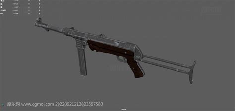 Mp40冲锋枪二战德国枪老式冲锋枪3d Maya模型塌陷文件枪械模型模型下载 摩尔网cgmol