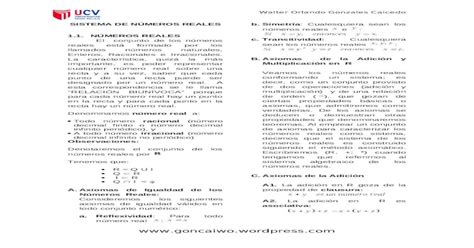 Web viewSISTEMA DE NÚMEROS REALES NÚMEROS REALES El conjunto de los