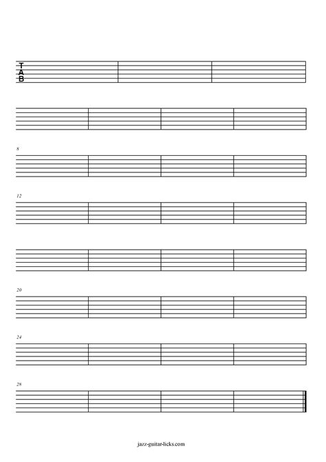 Free Printable Guitar Tablature Sheets