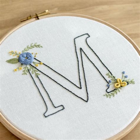 Floral Letters Hand Embroidery Pattern Floral Initial 26 Letters