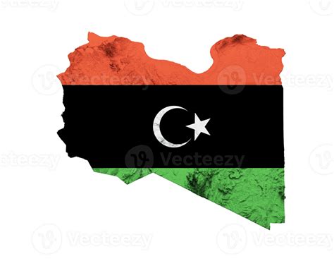 Libya Map With The Flag Colors Shaded Relief Map D Illustration