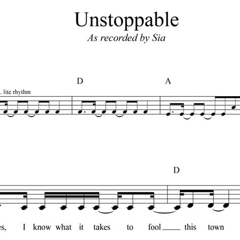 Unstoppable Sia Lead Sheet