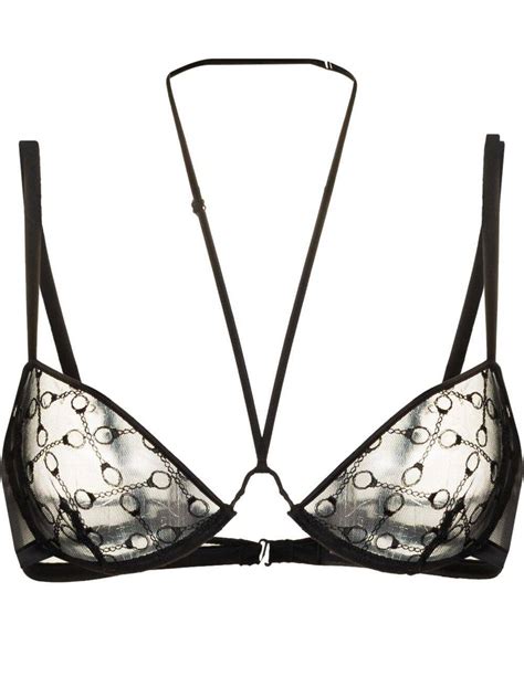 Kiki De Montparnasse Handcuff Embroidered Balconette Bra Black