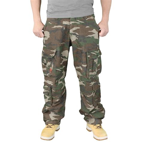 Mens Army Paratrooper Combat Cargo Baggy Work Trousers Pants Woodland Camouflage Ebay