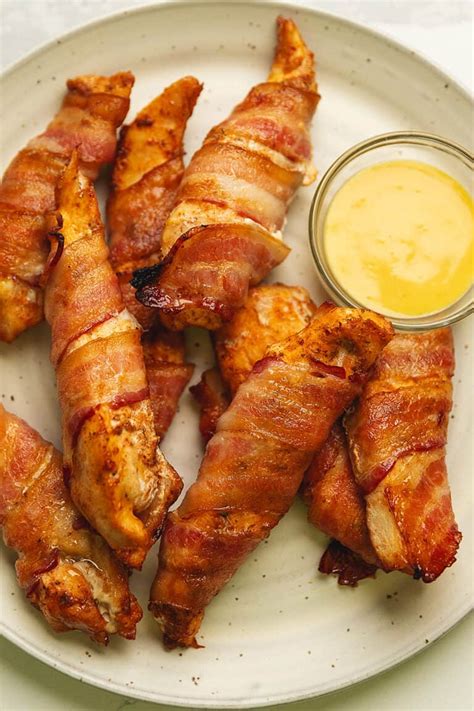 Bacon Wrapped Chicken Tenders Recipe Air Fryer Or Baked Low Carb