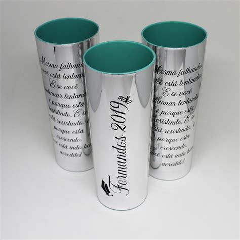 Copo Long Drink Formatura Personalizado Metalizado Prata Elo