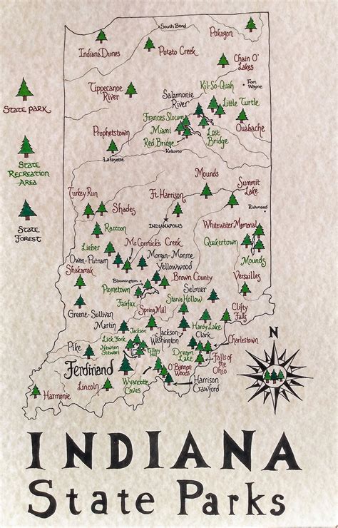 Indiana State Parks Map - Etsy