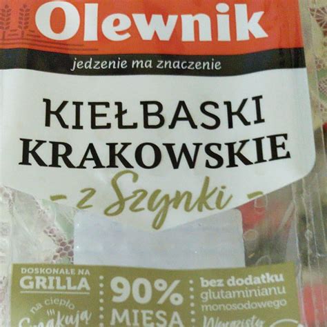 kiełbaski Krakowie z szynki olewnik kalorie kJ i wartości odżywcze