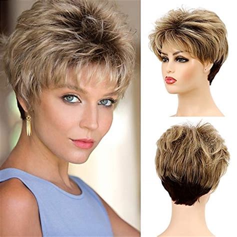 Baruisi Short Pixie Wigs For Women Mixed Blonde Synthetic Layered