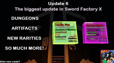 Update 6 Dungeons Artifacts Rare Swords Sword Factory X Roblox Youtube