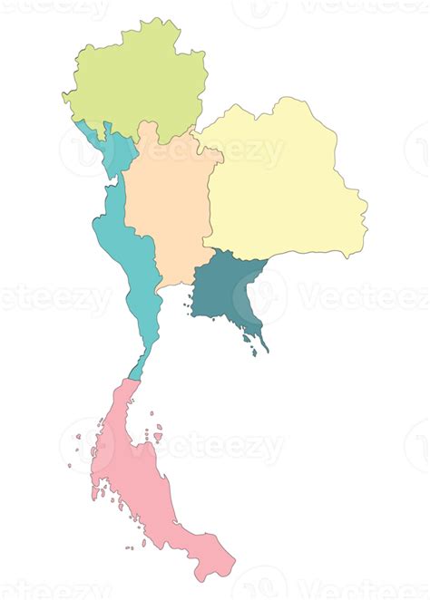 Map Of Thailand Includes Six Regions Png