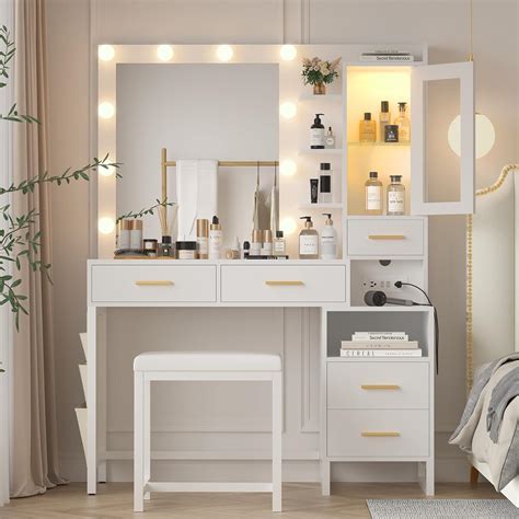 Amazon CSZZD Makeup Vanity Desk With Mirror And Lights White