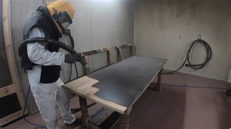 Sandblasting Table Aérogommage Sablage Table En Bois Youtube