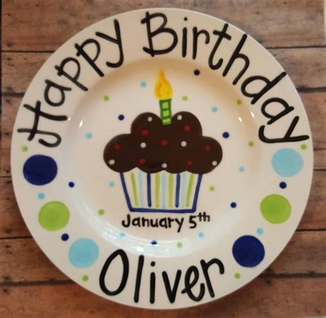 Cupcake Plate Personalized Ceramic Birthday Plate Custom Etsy In 2020