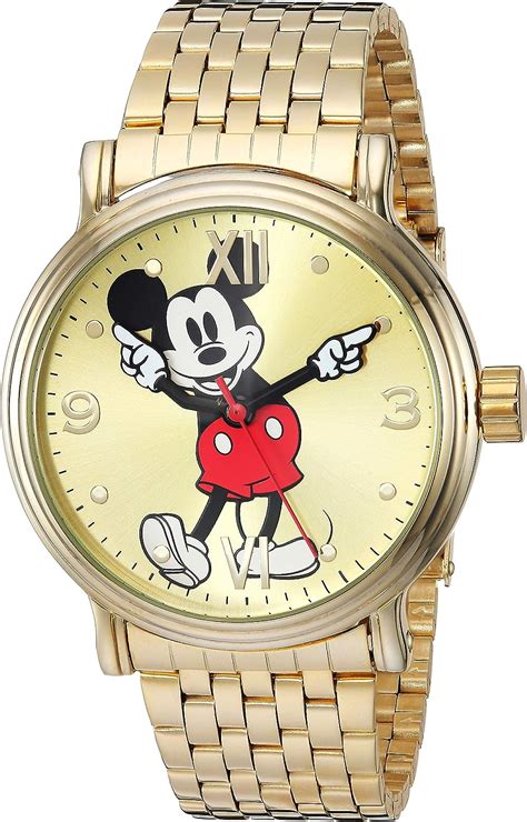 Disney Mickey Mouse Reloj analógico de cuarzo para adultos Gold Gld