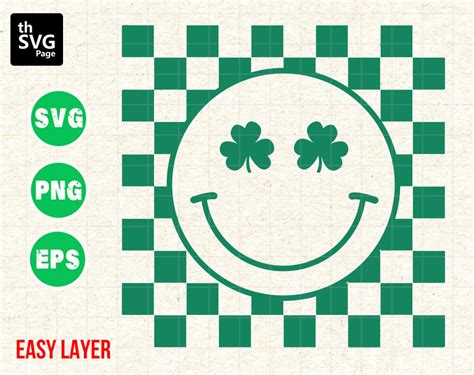 Checkered Smiley St Patrick Svg Retro Smiley Face St Etsy