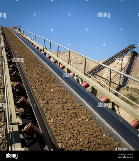 Conveyor Belt In A Gravel Quarry Stock Photo Alamy