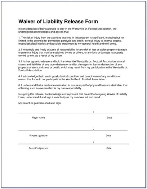 Personal Trainer Liability Waiver Template