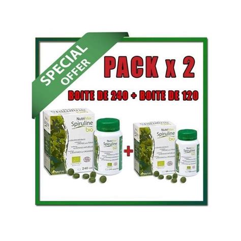 Nutrimax Pack X 2 Spiruline Nutrimax Bio 240 Comprimés 120 Comprimés à Prix Pas Cher Jumia Maroc