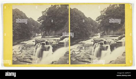 Bonnington Falls, on the Clyde, Mid 19th century. [Waterfall in South Lanarkshire, Scotland ...