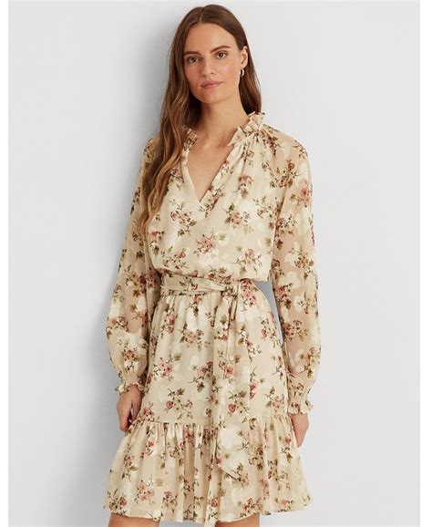 Lauren Ralph Lauren Floral Jacquard Long Sleeve Dress Macys