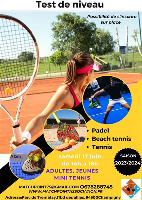 Test De Niveau Tennis Padel Et Beach Tennis Parc Du Tremblay