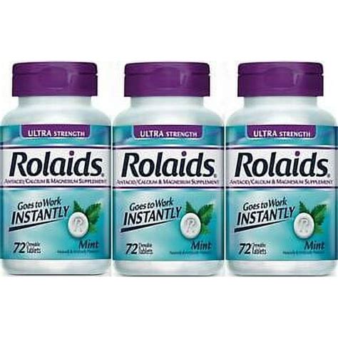 Rolaids Ultra Strength Mint Antacid Tablets 72ct Chewable Heartburn