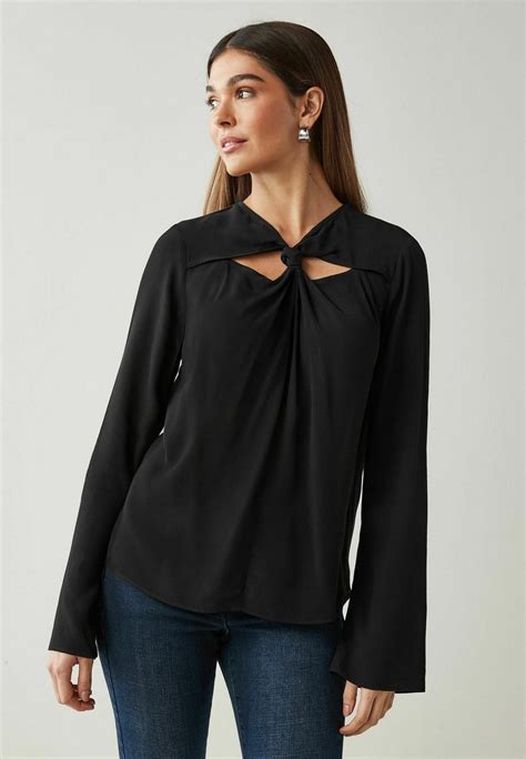 Next Cut Out Long Sleeve Top Bluse Black Schwarz Zalando At