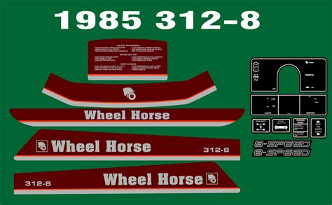 1985 Wheel Horse 312 8 Decal Set Redo Your Horse