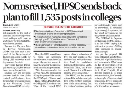 Hpsc Assistant Professor Recruitment Post Notification And