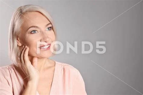 Photograph Portrait Of Charming Mature Woman With Healthy Beautiful