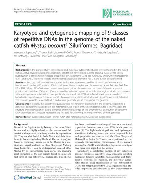 PDF Karyotype And Cytogenetic Mapping Of 9 Classes Of Repetitive DNAs