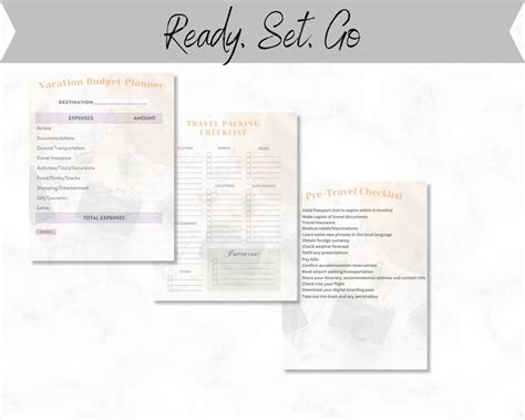 Travel Packing Checklist Printable Packing List Vacation Etsy