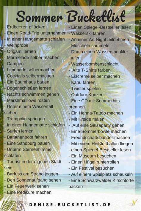 Sommer Bucket List Ideen F R Den Perfekten Sommer