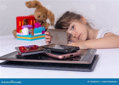 Obsession And Addiction Children Technology Overuse Stock Image