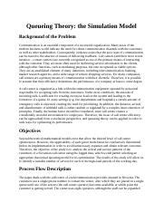 Queueing Theory The Simulation Model Docx Queueing Theory The