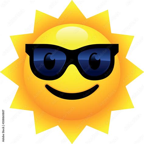 Smiling Sun Face With Sunglasses Emoji Stock Vector Adobe Stock