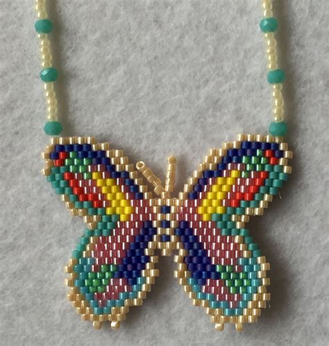 Miyuki Delica Butterfly Necklace Beaded Bohem Necklace Gift Etsy